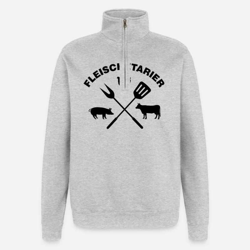 Fleischetarier Fleischliebhaber Shirt - Quarter-Zip-Sweatshirt - Grau meliert
