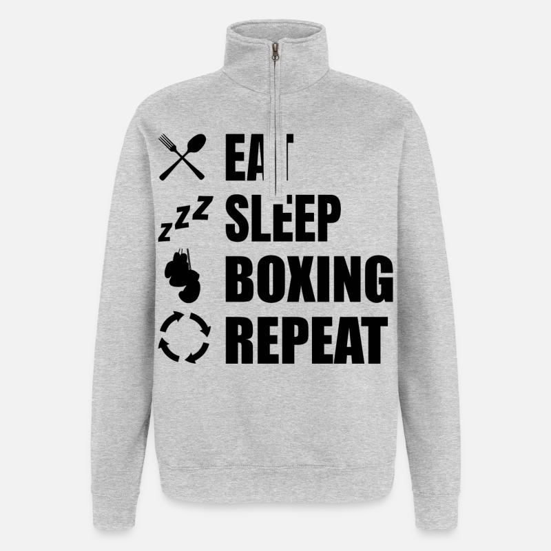 Boxen Routine - Quarter-Zip-Sweatshirt - Grau meliert