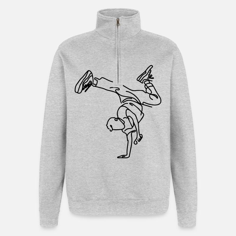 Garçon de breakdance - Sweat à zip 1/4 - gris chiné