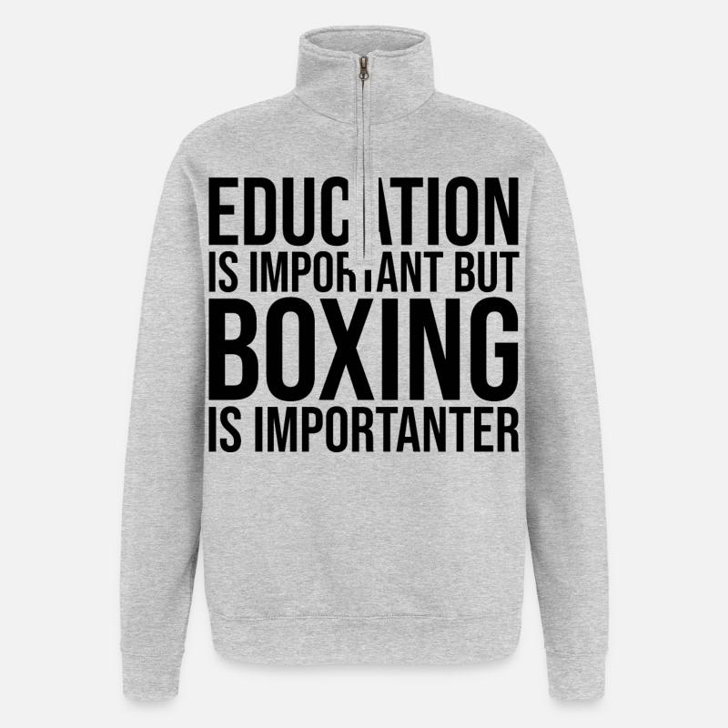 boxe - Sweat à zip 1/4 - gris chiné