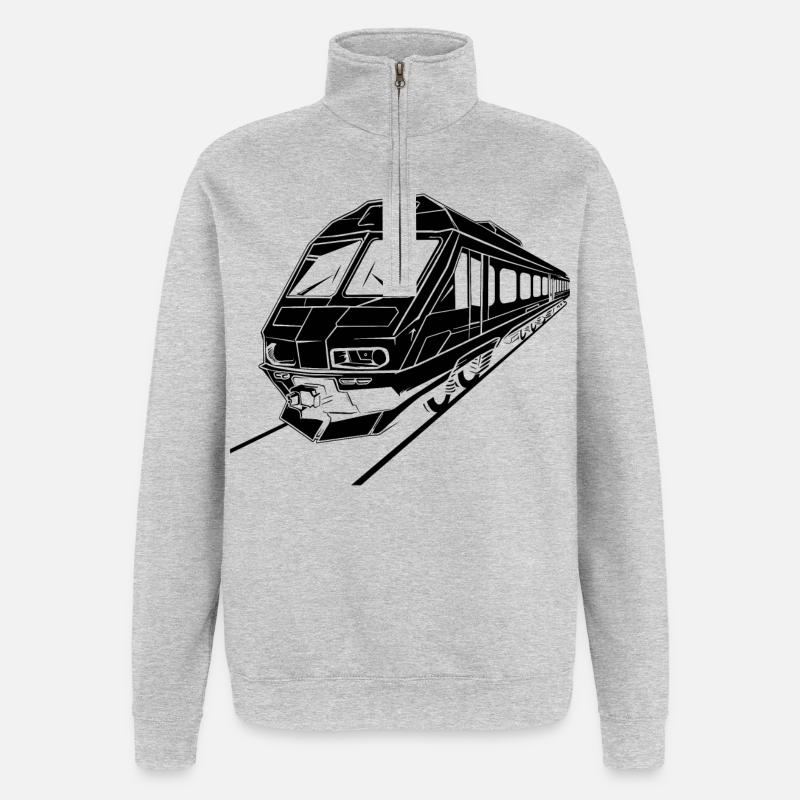 Zug Grafik - Quarter-Zip-Sweatshirt - Grau meliert