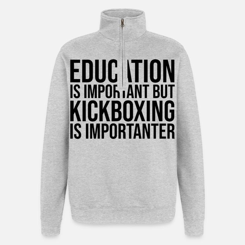 Kickboxen - Quarter-Zip-Sweatshirt - Grau meliert