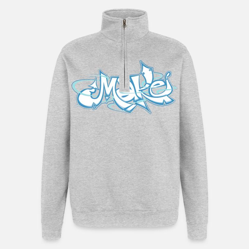 Blaues Wort machen Graffiti - Quarter-Zip-Sweatshirt - Grau meliert