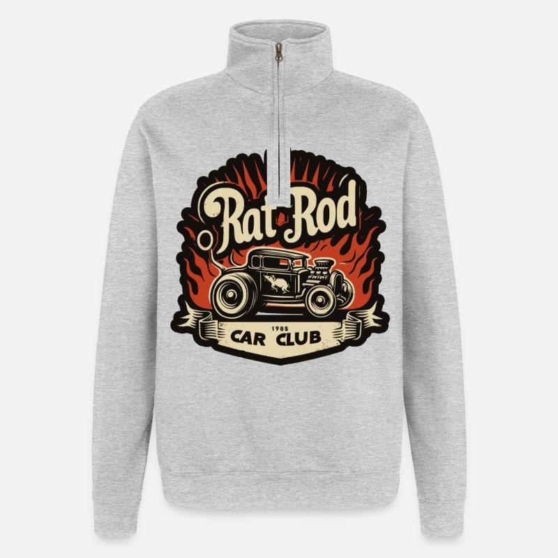 Ratsking Ratlook Shirt – Rustikaler Custom Style - Quarter-Zip-Sweatshirt - Grau meliert