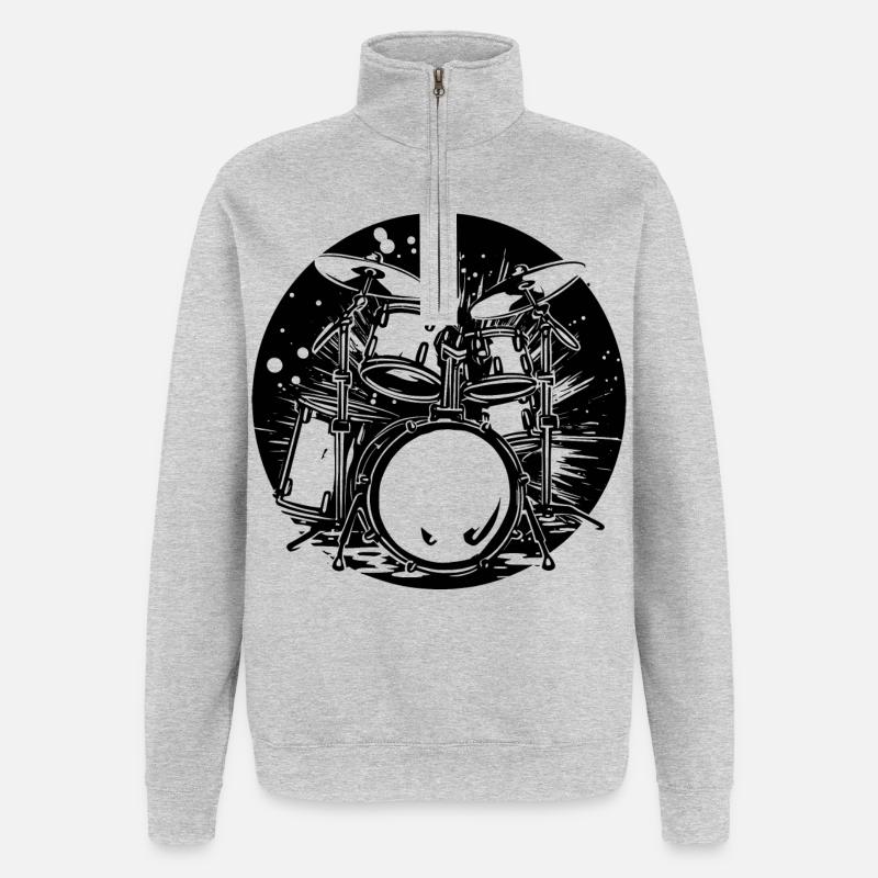 Graphismes de batterie - Sweat à zip 1/4 - gris chiné