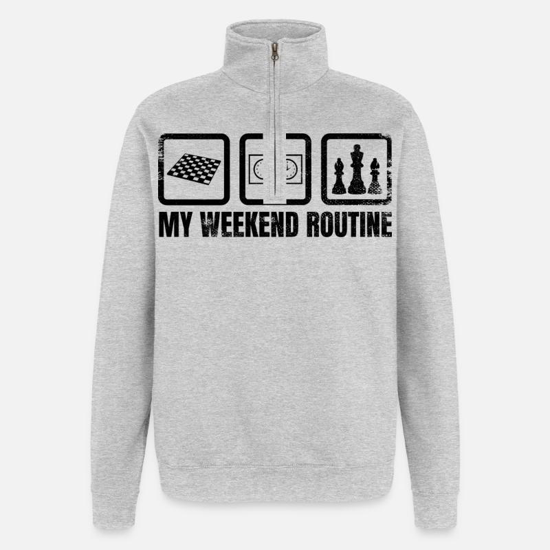 Ma routine du week-end - Sweat à zip 1/4 - gris chiné