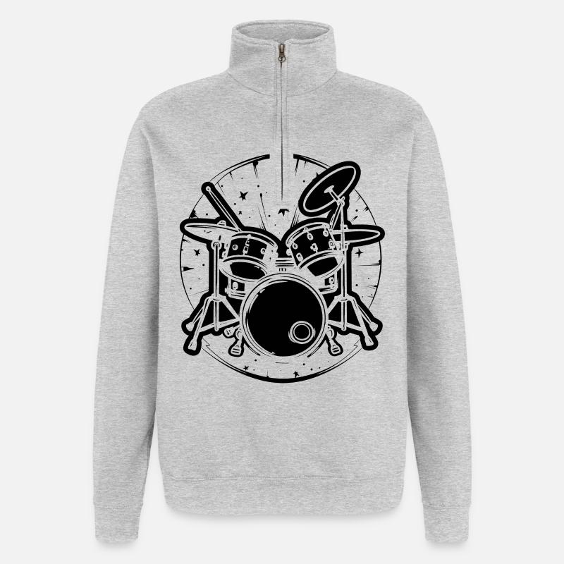 Percussion - Sweat à zip 1/4 - gris chiné