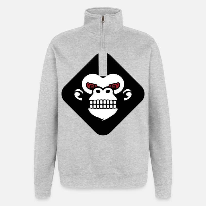 Gorilla teeth logo - Quarter-Zip Sweatshirt - heather grey