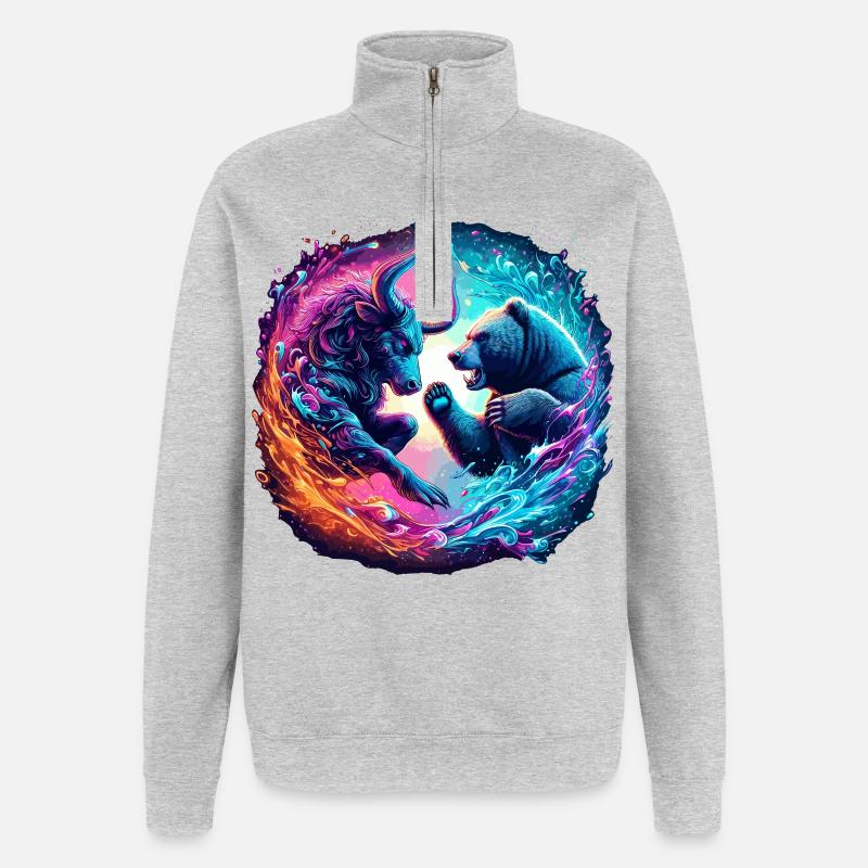 Trading boursier haussier vs baissier - Sweat à zip 1/4 - gris chiné