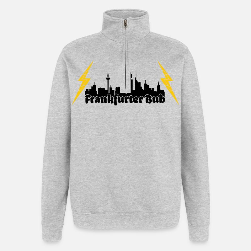 Frankfurter Bub ffm skyline - Quarter-Zip-Sweatshirt - Grau meliert