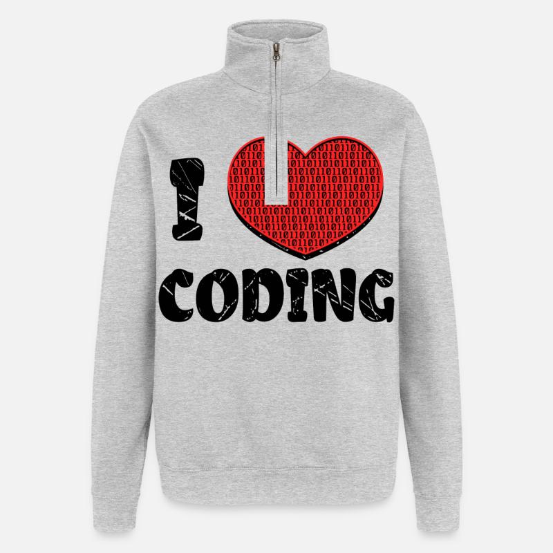 Script de code Debug Heart Statement - Sweat à zip 1/4 - gris chiné