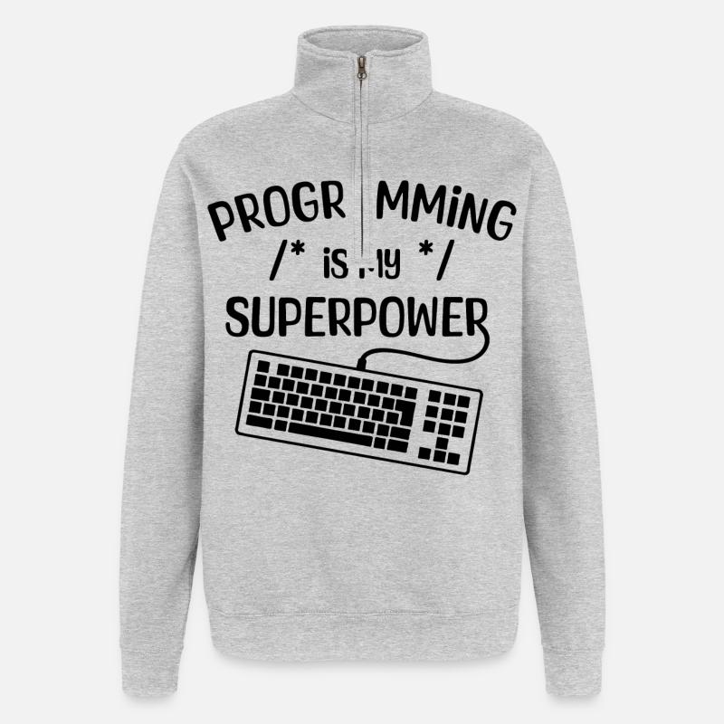 Computer Freak Statement Développeur Programmeur - Sweat à zip 1/4 - gris chiné