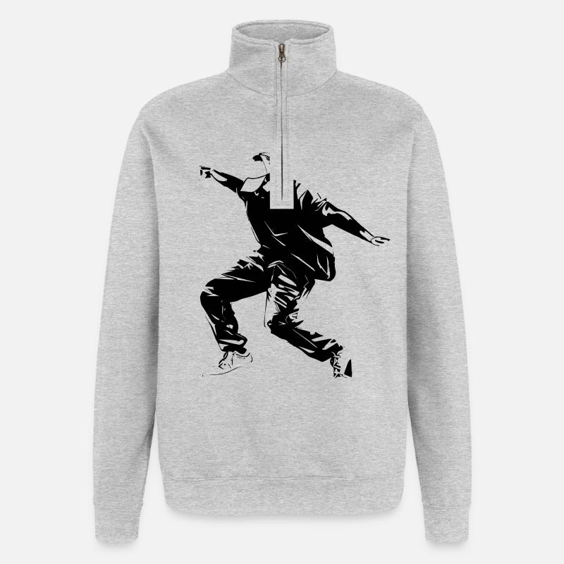 Breakdance Graphics - Quarter-Zip Sweatshirt - heather grey