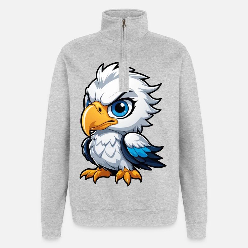 Cheeky Eagle Chick - Quarter-Zip Sweatshirt - heather grey