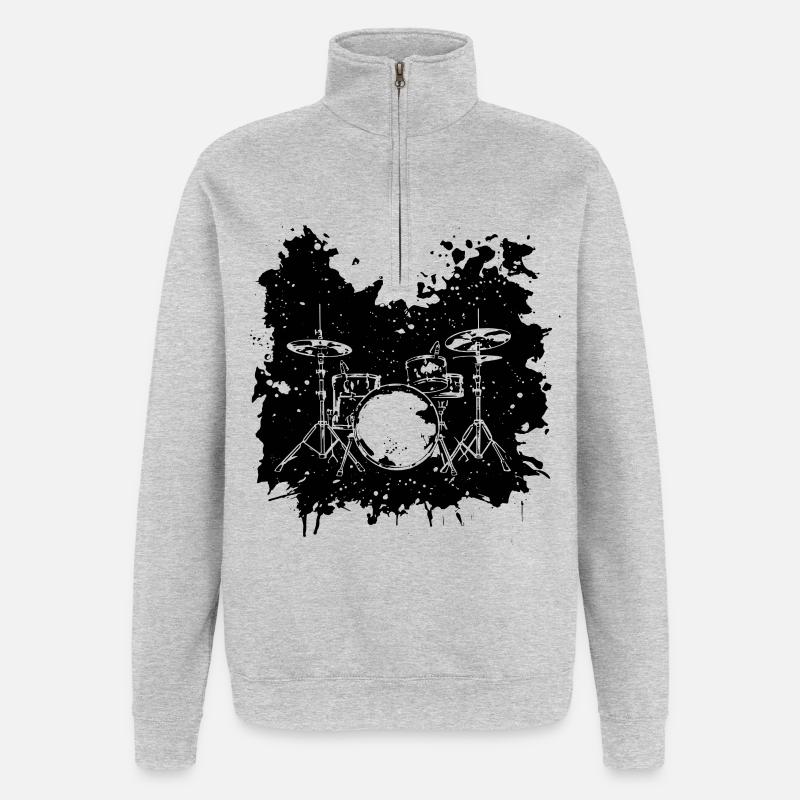 Percussion - Sweat à zip 1/4 - gris chiné