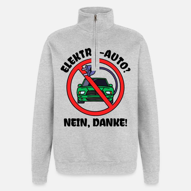 Tanken Statement Antrieb E-auto Energiespeicher - Quarter-Zip-Sweatshirt - Grau meliert