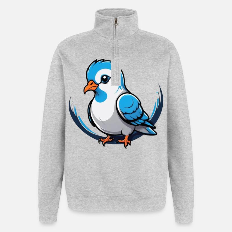 Breloque Petite Colombe - Sweat à zip 1/4 - gris chiné