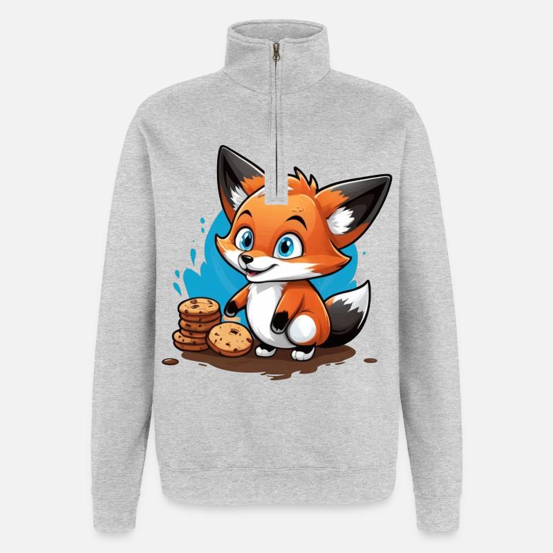 Fuchs Süßer Fratz - Quarter-Zip-Sweatshirt - Grau meliert