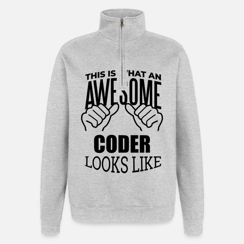 codeur - Sweat à zip 1/4 - gris chiné