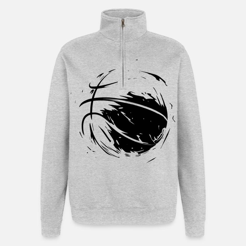 Conception de basket-ball - Sweat à zip 1/4 - gris chiné