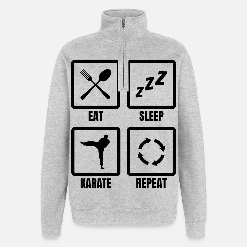 Routine de karaté - Sweat à zip 1/4 - gris chiné