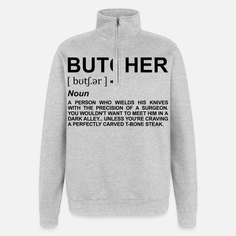 Metzger Bedeutung - Quarter-Zip-Sweatshirt - Grau meliert