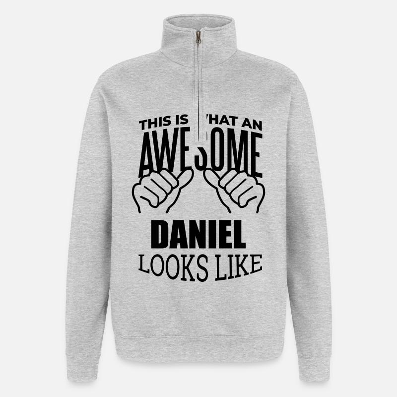 Daniel - Sweat à zip 1/4 - gris chiné