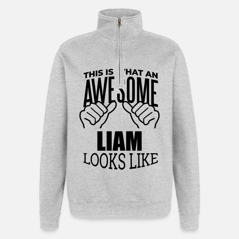 Liam - Sweat à zip 1/4 - gris chiné