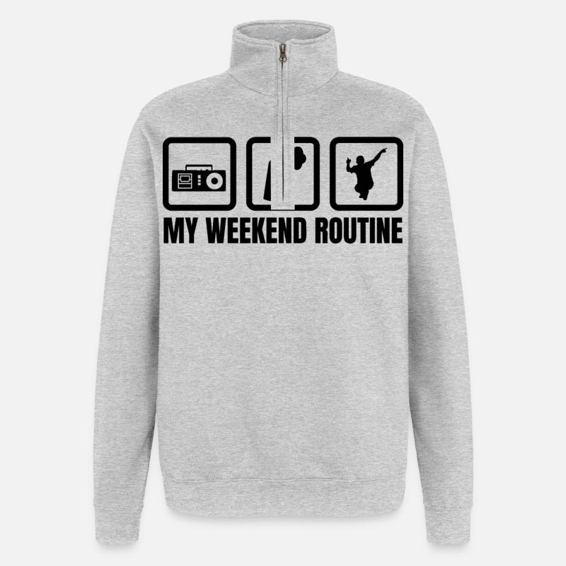 Ma routine du week-end - Sweat à zip 1/4 - gris chiné