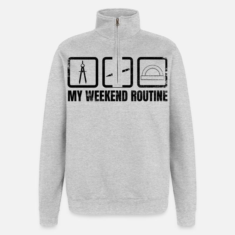 Meine Wochenendroutine - Quarter-Zip-Sweatshirt - Grau meliert
