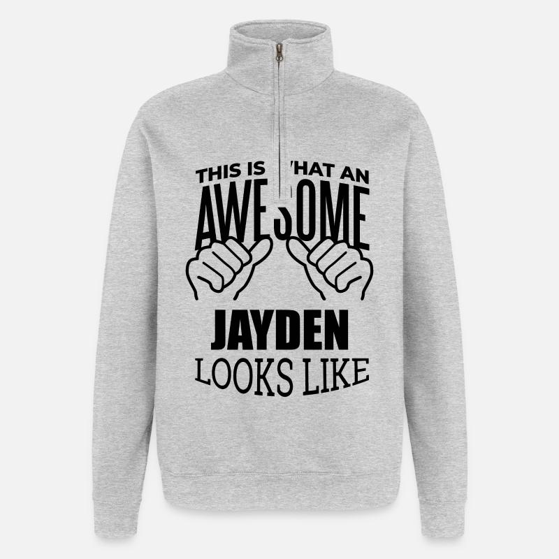 Jayden - Sweat à zip 1/4 - gris chiné