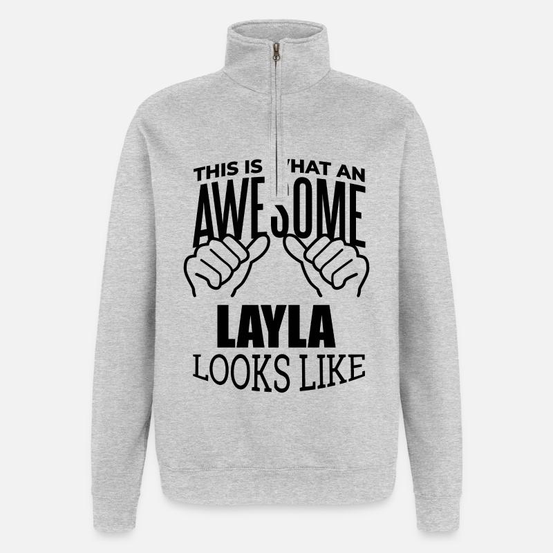 Layla - Sweat à zip 1/4 - gris chiné