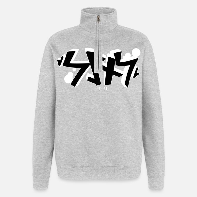 Sins rune graffiti - Sweat à zip 1/4 - gris chiné