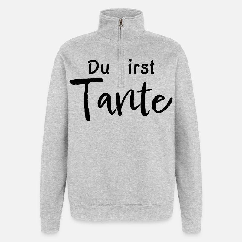 Du wirst Tante - Quarter-Zip-Sweatshirt - Grau meliert