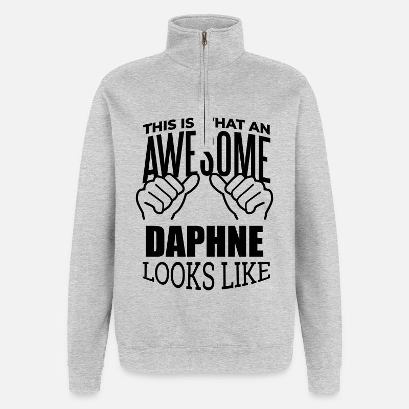 Daphne - Sweat à zip 1/4 - gris chiné
