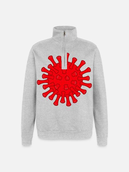 Red Covid molecule illustration - Quarter-Zip Sweatshirt - heather grey