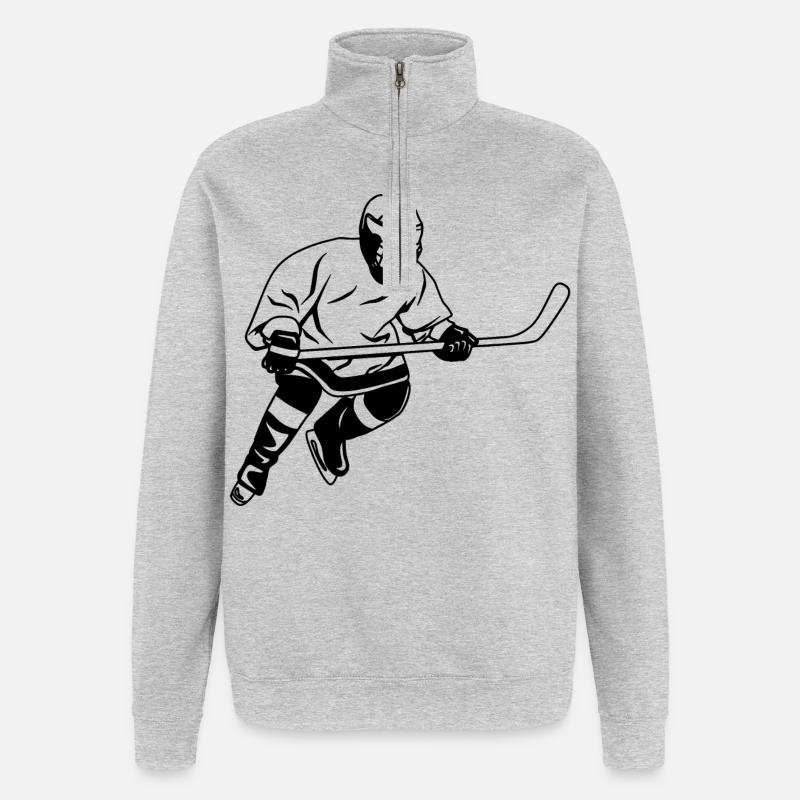 Eishockey Artwork - Quarter-Zip-Sweatshirt - Grau meliert