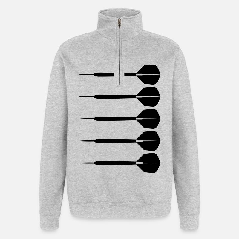 Dessin de fléchettes - Sweat à zip 1/4 - gris chiné