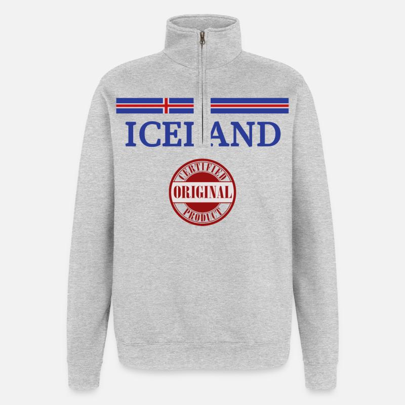 Drapeau de l’Islande, fierté islandaise - Sweat à zip 1/4 - gris chiné