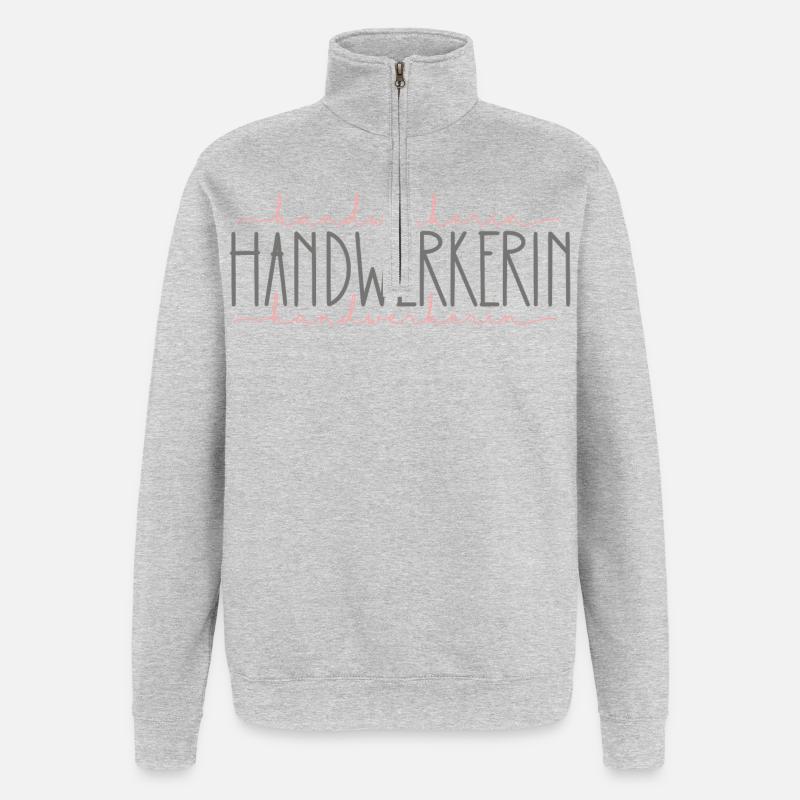 Handwerkerin Geschenk Handwerk Beruf - Quarter-Zip-Sweatshirt - Grau meliert