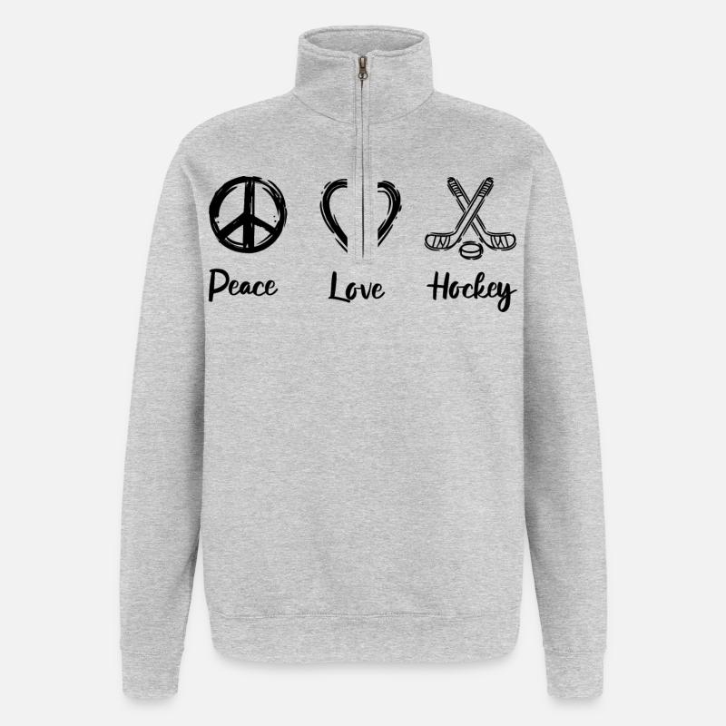 Amour du hockey sur glace - Sweat à zip 1/4 - gris chiné