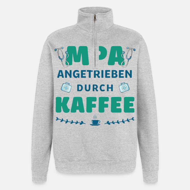 Medizinische Praxisassistentin | Mpa | Kaffee - Quarter-Zip-Sweatshirt - Grau meliert