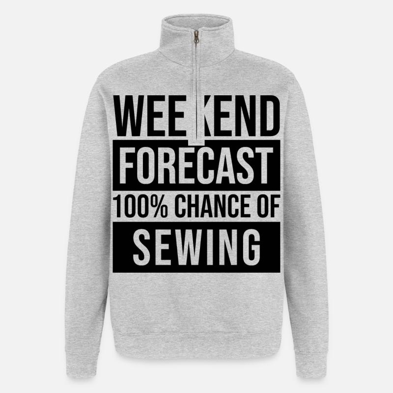 Näharbeit - Quarter-Zip-Sweatshirt - Grau meliert