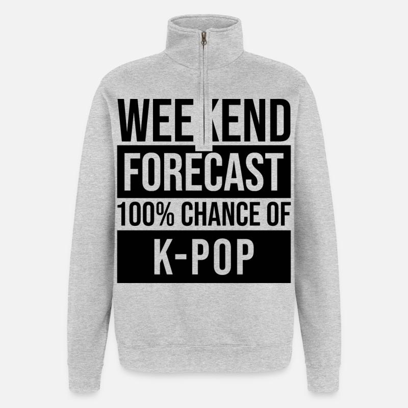 k pop - Sweat à zip 1/4 - gris chiné