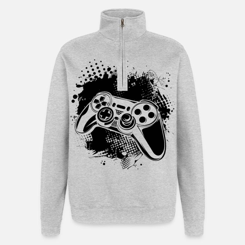 Game Controller - Quarter-Zip-Sweatshirt - Grau meliert