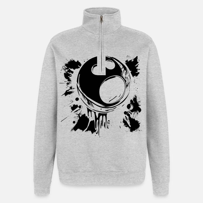 Boule de bowling - Sweat à zip 1/4 - gris chiné