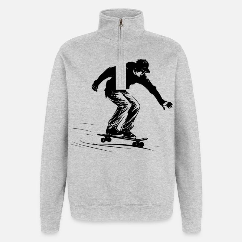 Skateboard Junge Grafik - Quarter-Zip-Sweatshirt - Grau meliert