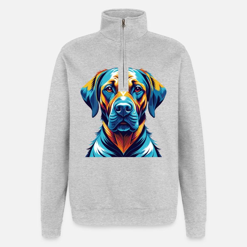 Rhodesian Ridgeback Hunderasse Karikatur Kawaii - Quarter-Zip-Sweatshirt - Grau meliert