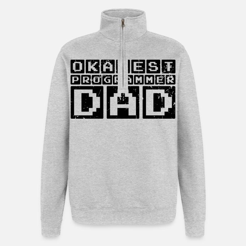 Papa programmeur - Sweat à zip 1/4 - gris chiné