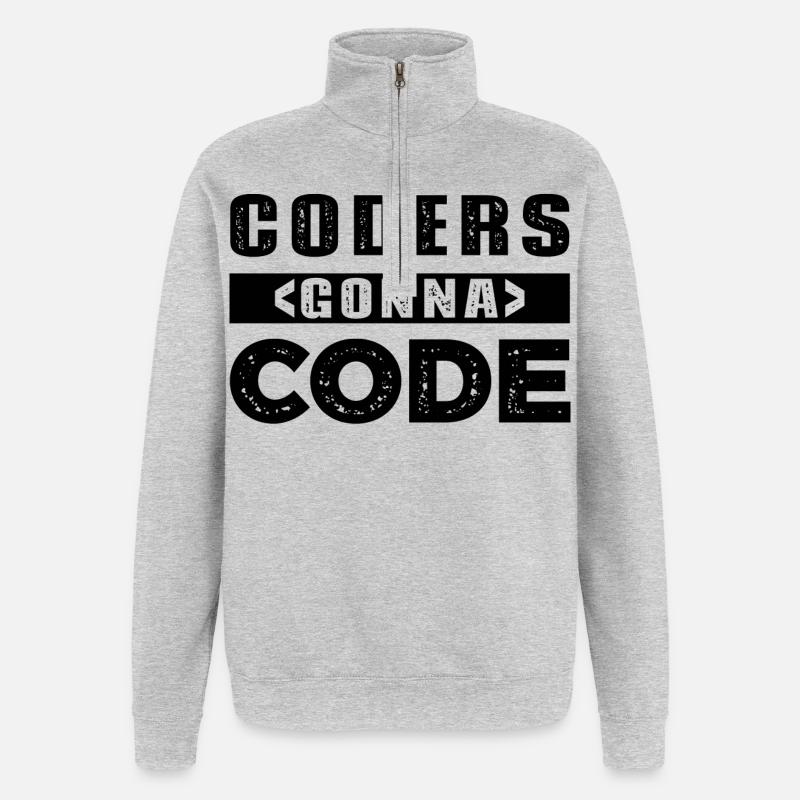 Codeurs qui passent au code - Sweat à zip 1/4 - gris chiné